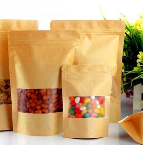 20 Pcs 16 x 22 CM Stand Up Kraft Paper pouch Bags With Window And Zipper Packaging Material - Image 2